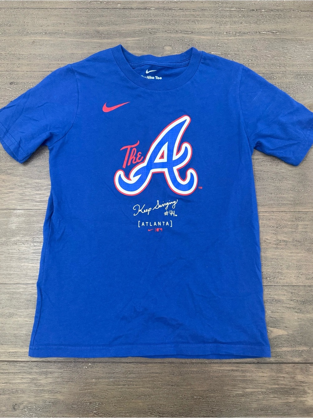 Nike Kids Atlanta Braves Royal Blue Tee with Red & White Logo